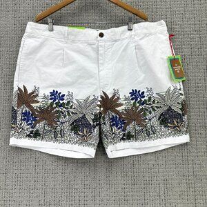 Houston White X Target Mens Chino Shorts Size XXL White Brown Leafs Print NWT